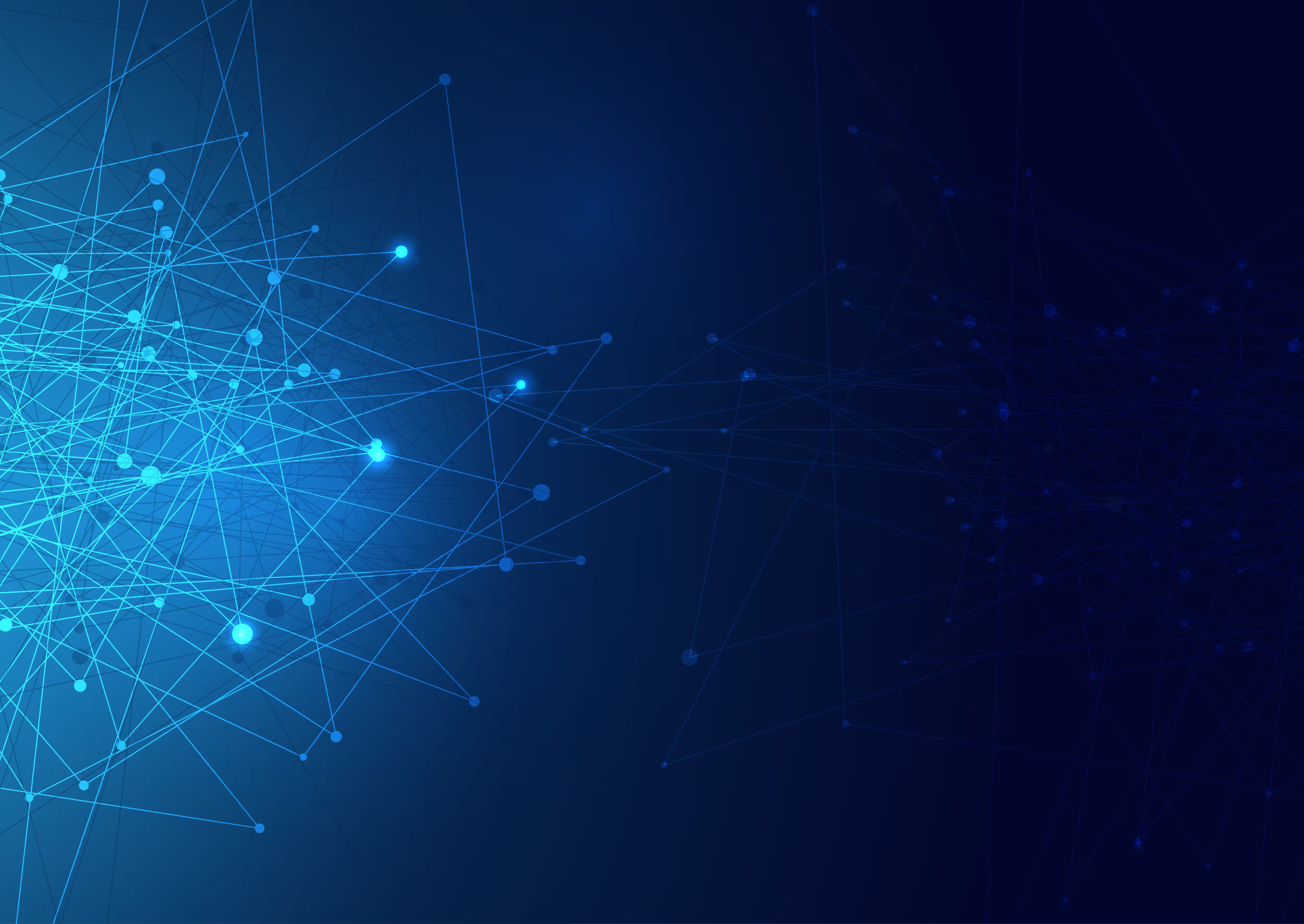 Fondo azul con una red de nodos y líneas conectadas