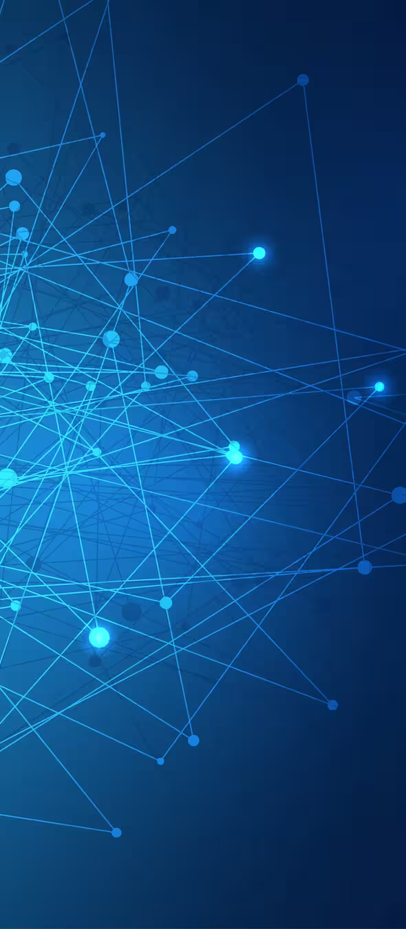 Fondo azul con una red de nodos y líneas conectadas