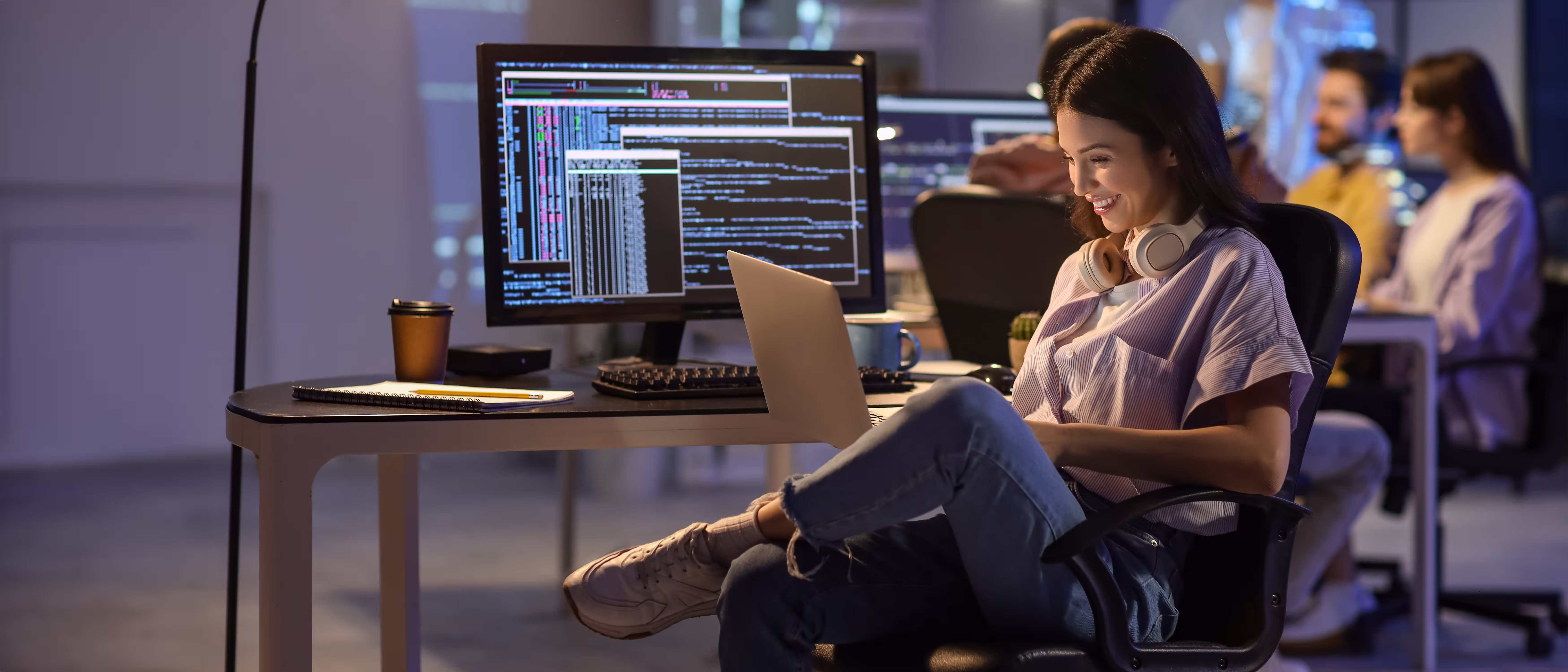 Woman working on a laptop