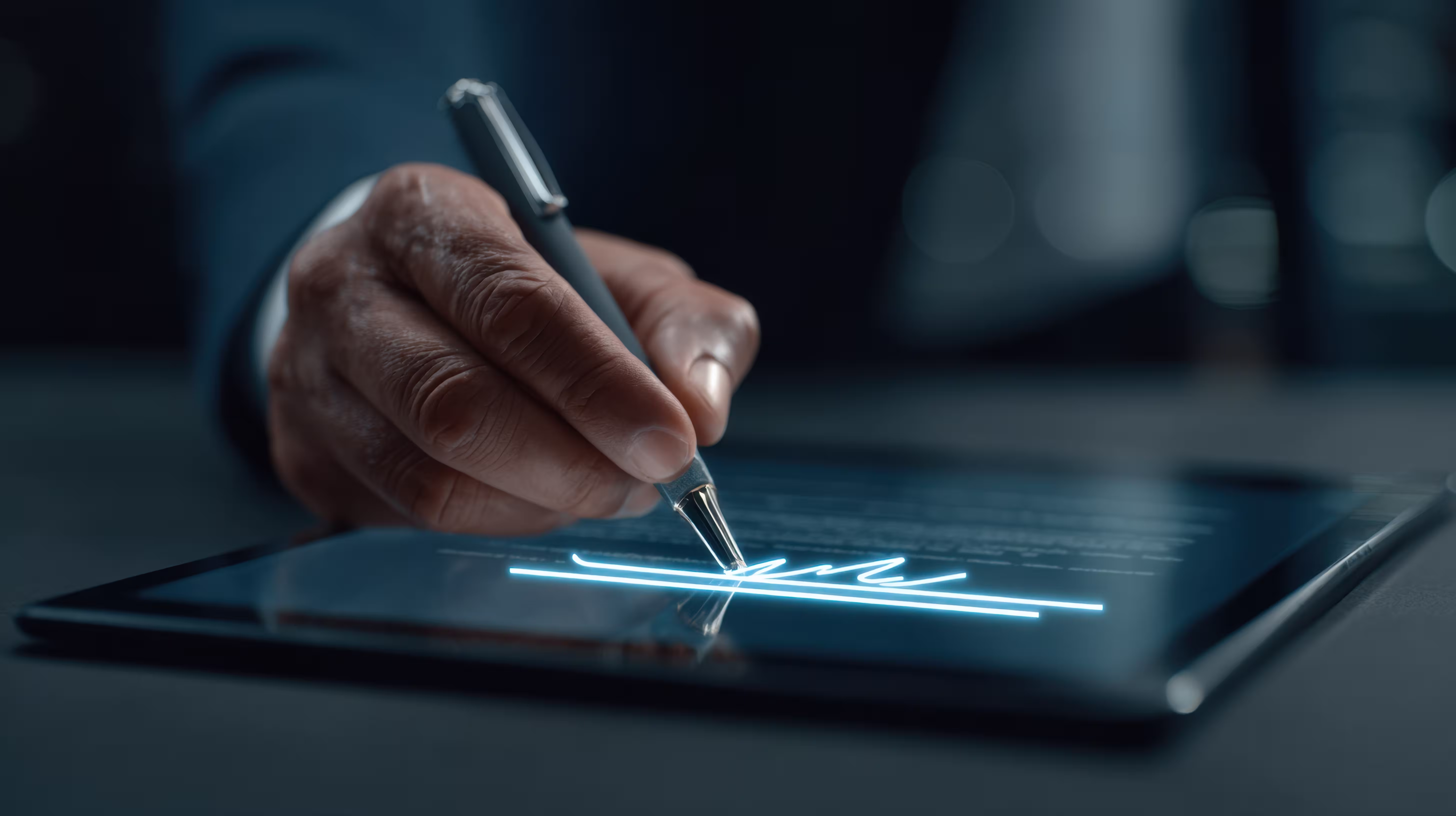 Hand writing on a tablet